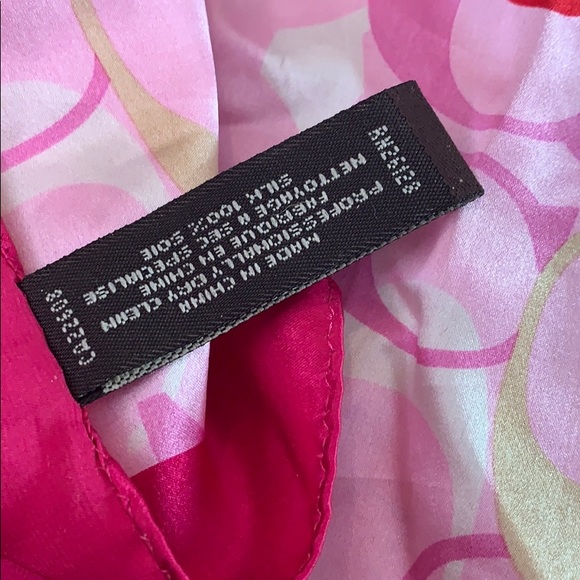 Authentic Coach Silk Pink Scarf - Picture 4 of 5